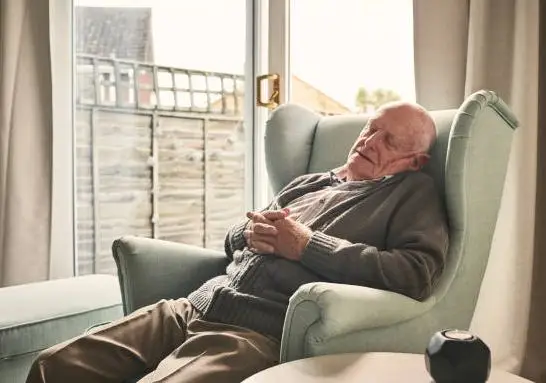 mature man in an armchair